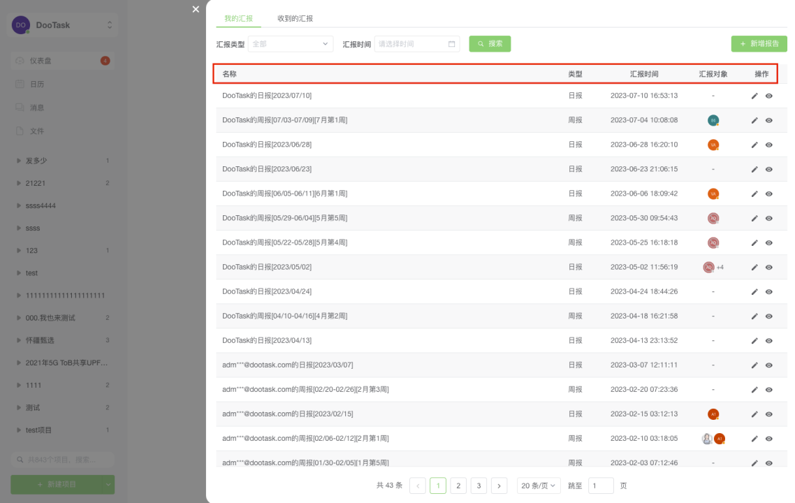 Reporting Record Display
