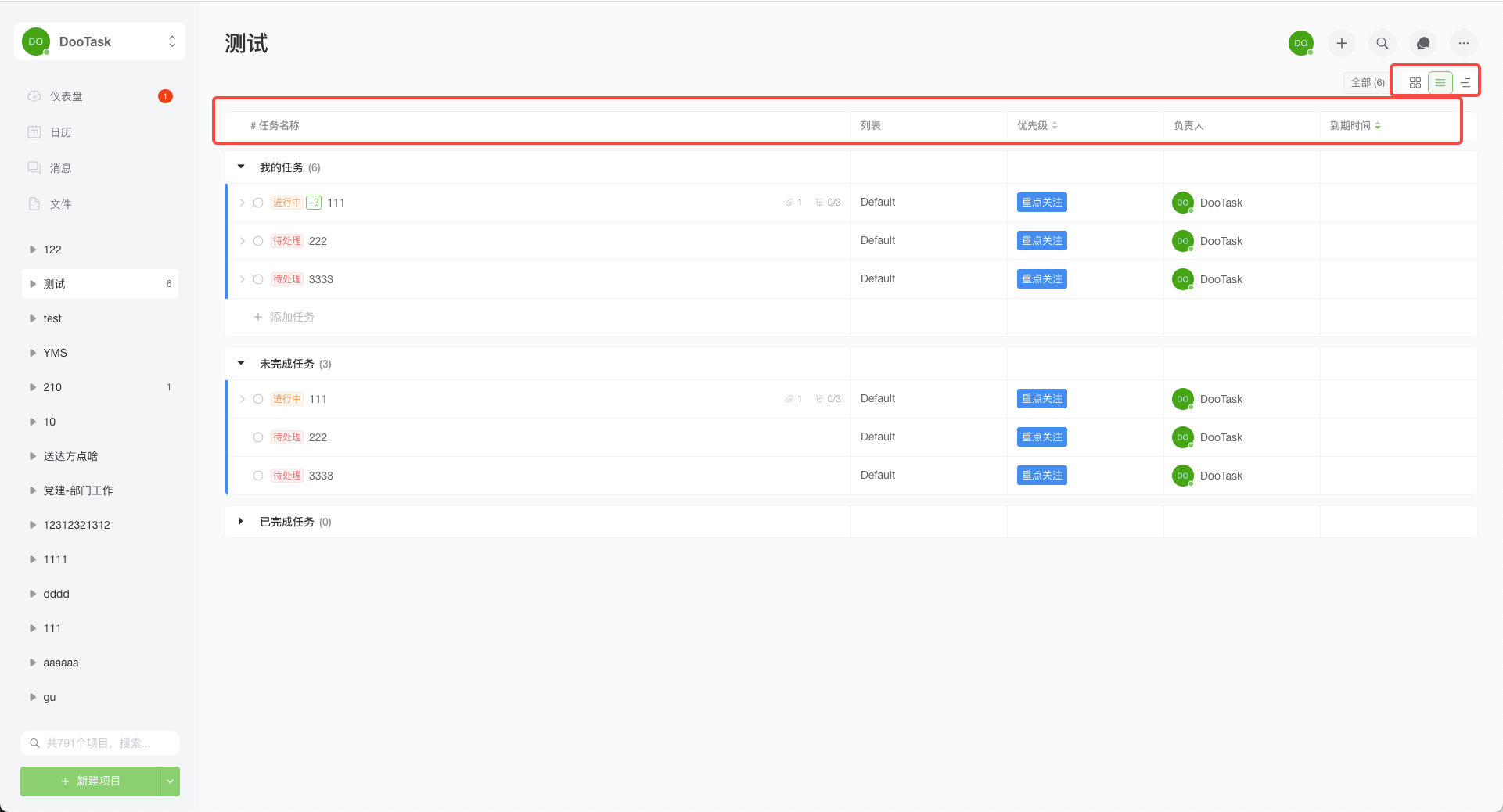 Multi-view Task List